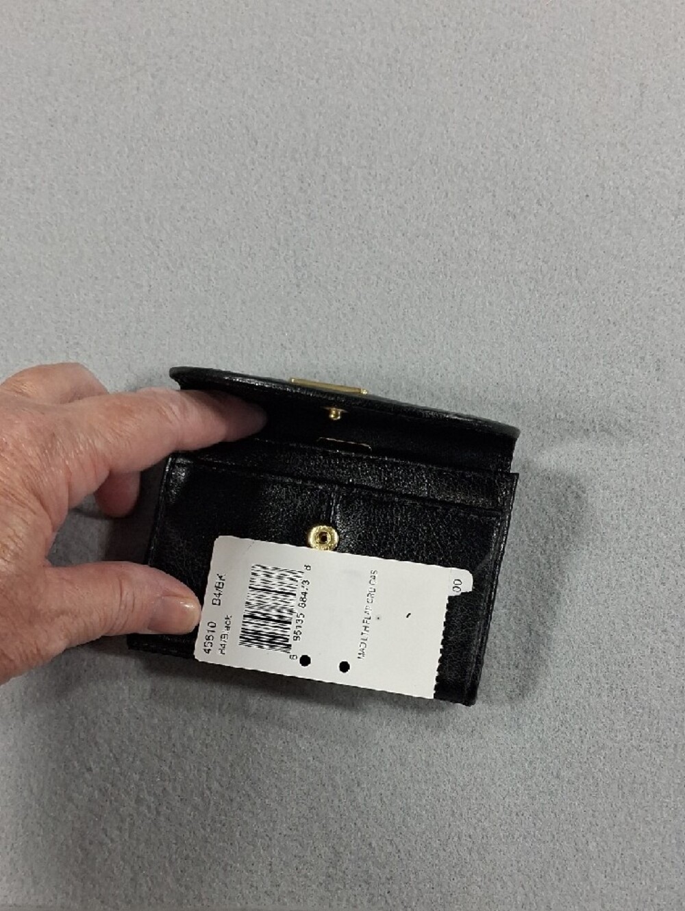 Coach Black Leather Trifold Card Holder with Gold Logo - Picture 4 of 5